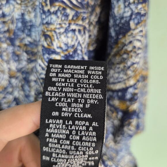 Zac & Rachel Woman Navy Blue Paisley Pintucked Long Sleeve Tunic Top Size 1X - Picture 7 of 7